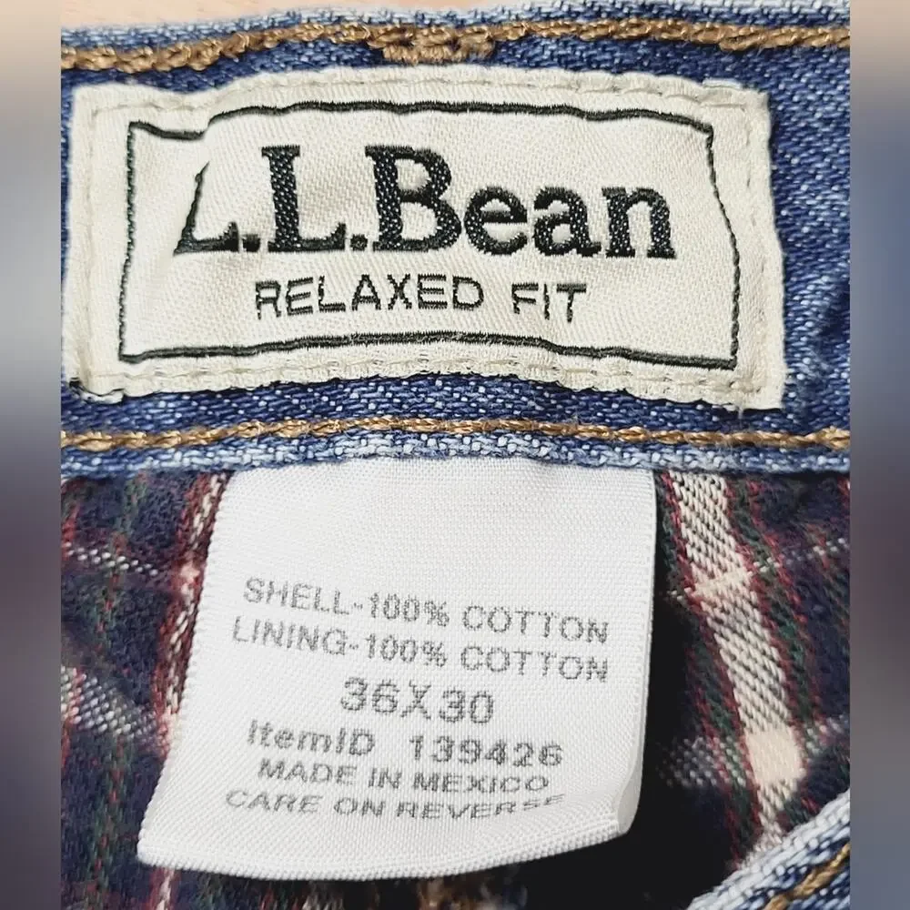 Vintage L.L. Bean Relaxed Fit Flannel Lined Jeans Size 36x30